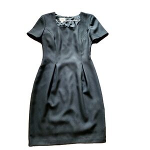 VINTAGE Talbots Black Square Neck Short Sleeve Dress Sheath Career Made in USA 6